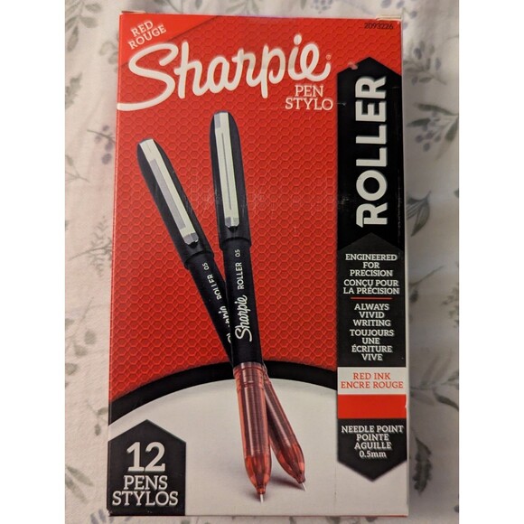 1 Pack Of 12 RED Sharpie Roller Roller Ball Stick Pen Fine 0.5 mm 2104742 (X12) - Picture 2 of 2